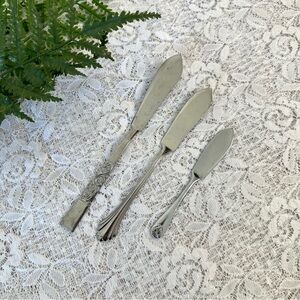 Set of 3 Vintage Silver Mini Butterknives